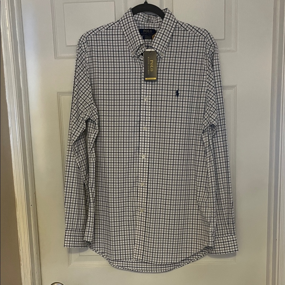 Polo by Ralph Lauren Men's Navy and White Checkered Shirt